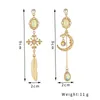 Goutte d'eau couleur diamant longues boucles d'oreilles femme S925 aiguille baroque palaisasymétrique étoile lune boucles d'oreilles bijoux de mode Moni22