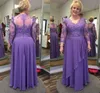 Purple Mother Of The Bride Dresses 2022 Long Sleeve Applique Sequins Lace Wedding Guest Dress New Formal Party Gowns Robe De Soriee
