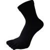 Chaussettes pour hommes paires grande taille coton orteil pour hommes garçons épais cinq doigts solide noir blanc décontracté mi-mollet 7-12men's249s
