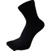 Chaussettes pour hommes paires grande taille coton orteil pour hommes garçons épais cinq doigts solide noir blanc décontracté mi-mollet 7-12 hommes