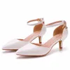 Women Stiletto ha puntato i tacchi alti 5 cm eleganti pompe bianche banchetti scarpe ad abbigliamento per party con punta