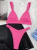 INGAGA Bikini a costine con scollo a V Costume da bagno da donna Perizoma sexy Costumi da bagno Biquini Anello collegato Costume da bagno Donna Bikini solido Set 220423