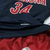 XFLSP Ucuz Toptan Arizona Wildcats # 34 Erkek Basketbol Oyunu Jersey Donanma Tişört Yelek Dikişli Basketbol Formaları NCAA