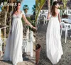 임신 한 여성을위한 엠파이어 허리 웨딩 드레스 긴 소매 레이스 아첨 Apliqued Boho Beach Maternity Bridal Dress V Neck Sexy Backless A Line Chiffon Robes De Mariée CL0140