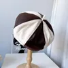 베레트 일본 디자인 베레모 모자 여성 문학적 색상 매칭 버섯 스웨이드 스티치 푸 페인터 승무원 hatberets300g