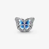 100% 925 plata esterlina azul mariposa chispeante encantos encajar original europeo encanto pulsera de moda accesorios de joyería