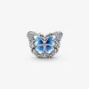 100% 925 Sterling Silver Blue Butterfly Sparkling Charms Fit Original European Charm Armbandsmycken Tillbehör