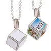 DIY sublimation blanc collier en or designer bijoux thermique transter argent carré mens collier femme Photo Cadre Pendentif Colliers Famille Anniversaire Cadeau