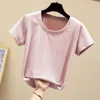 Anpassa din bild Big Round Neck Slimming Plus Size Multicolor Women S Short Sleeved T -shirt för kvinnor 220621