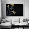 Black Gold Nude African Woman Oil Painting on Canvas Cuadros Posters and Prints Scandinavian Wall Picture for Living Room