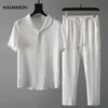 Chemise pantalon été hommes mode chemise classique s affaires chemises décontractées Un ensemble de vêtements taille M 4XL 220615