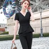 Women's Two Piece Pants High End Fashion Formal Business Slim Blazer And Office Ladies Work Wear Pink Suits Women Short Sleeve SummerWomen's