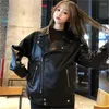 Women's Leather & Faux Fashion Spring Autumn Women's PU Coat Loose Oversize Lady Clothes Female Jackets Casual Retro StreetwearWomen's