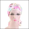 Bonnet/Skl Casquettes Chapeaux Chapeaux Foulards Gants Accessoires de mode Femmes Fleur Imprimer Chemo Cap Turban Long Bande De Cheveux Écharpe Head Wraps Chapeau Boho