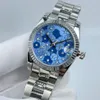 2022 nouveau style femme diamant montre fleurs bleues montres or 31mm montre de luxe 2813 automatique acier natation montres-bracelets étanches