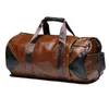 Retro Male Duffle Bags Handbag Pu Leather Sport for Short Hiking Casual Men Travel Bags Waterproof Bucket Duffle Bags 220630