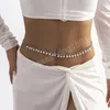 Luxus Doppel Strass Bauch Kette Für Frauen Zarte Perle Anhänger Sexy Taille Kette Strand Sommer Körper Schmuck