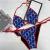 Lettres imprimées bikinis femmes sexy halter divisé de maillots de bain rembourrés de plage de plage de plage brief