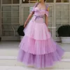 Party Dresses Elegant Cap Sleeves Homecoming Butterfly Beadings Layered Ruffles Tulle Ball Gown Floor Length Women Prom Evening Gowns