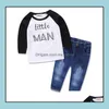 Ensembles de vêtements printemps automne Ins bébé 2 pièces costume petit homme imprimé hauts à manches longues t-shirt et jean enfants ensemble Chi Mxhome Dhej8