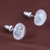 Fashion 10MM 12MM Round Stud Natural Stone Rose Quartz Opal Amethyst Studs Earrings For Women Jewelry