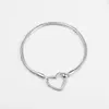 Genuine 925 Sterling Silver Moments Heart Closure Snake Chain Bracelets for Women Fit Pandora Charms Beads DIY Bracelet Gift Jewelry 599539C00