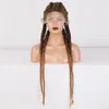 Synthetische blonde Spitze vorne 4x Twist Braids Perücken Box geflochtene Ombre Blonde Perücken für schwarze Frauen 30 Zoll Double Dutch Braidss Perücken