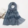 Crinkle Cotton Viscose Hijab Scarf 무슬림 숄 여성 헤드 스카프 헤드 랩 반짝이 쉬머 머리 밴드 터번 두건 단수