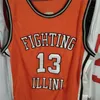 Nikivip prawdziwe zdjęcia Kendall Gill #13 koszulka koszykówki Illinois Fighting Illini College Orange Retro Men's Szygowane niestandardowe numer
