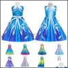 Filles Robes Bébé Enfants Vêtements Bébé Vêtements De Maternité Sirène Robe Enfants Sans Manches Échelle De Poisson Imprimer Princ Dhjkx