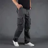 Calça de carga homens casuais exército solto militar calças longas masculas primavera outono folggy bockets rastrear calças masculinas harém streetwear rankgers