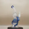 9 Inches Hookah Blue Glass Bong Recycler Pipes Water Bongs Smoke Pipe Bongs Water Bottles Dab Rig Size 14mm Female Joint