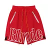 Fashion brand designer shorts Rhude Black Zipper Reflective Brand Shorts Drawstring Casual Capris