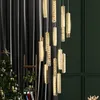 Led lustre de luxe moderne lampes lampe d'escalier en cristal chromé escaliers dorés lustre hôtel villa salon intérieur