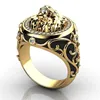 Anillos de racimo Fashion Masculino Lion Gold Color para hombres Diamantes de circón Gemue Bague Jewelry Punk Hip Hop Accesorios de moda regalos