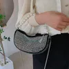 Evening Bags Retro Bright Diamond Shoulder Armpit Bag Purses Fashion Pearl Chain Women's Clutch Summer Mini Crossbody Luxury HandbagEven