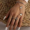 Retro Finger Ring Link Armband med Butterfly Charm Hand Girls Hand Harness Chains Prom Birthday Party