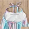 Mompers Jumpsuitsrompers Ropa para niños Baby Maternity Clothing Girls Tie Dye Estampado Niños sin mangas Bac Dhn9c