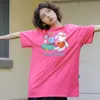 女性用Tシャツベボブプソンファッション蛍光パウダー長い袖の漫画プリントoネックトップロパムージェルブルサフェミニナスウーマンズ