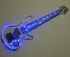 Akrylkropp 7 strängar Elektrisk basgitarr med blått LED -ljus Rosewood fingerboard kan anpassas