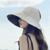 Summer double-layer fisherman hat female empty top sun hat black glue coating outdoor UV protection foldable sunshade XHJ189