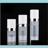 Lege 5 ml 10 ml 15 ml Airless flessen Clear Vacu￼mpomplotionfles met Sier Line Cosmetic Packaging SN1306 Drop Delivery 2021 Verpakking van