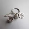 Mini Key Rings Cremation Urn Keychain med ving- och runda taggar för Memorial Ashes Holder Keepsake Dog Cat Pets Human Jewelry Gift 334m