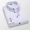 Camicia bianca a maniche lunghe business casual da uomo autunno moda ricamo elasticizzato abbigliamento maschile di marca nero blu 220322