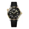 AAA QualityMen's Watch Man Montre relojファッションウォッチのための自動機械運動ウォッチルネットローズゴールドブルーデザイナーラバーストラップ付き