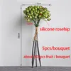 Decorative Flowers & Wreaths 5Pcs/Bouquet Silicone Rosehip Blueberry Artificial Flower Hight Quality Fake Plant For Patry Wedding Home El Ta