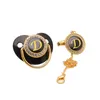 Pacifiers＃Luxury Black Bling Baby Pacifier and Clip Alphabet Letter M Infant Goldユニーク26名イニシャルShower GiftPacifiers＃