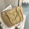 Solid Color Designer Large Capacity Canvas Big Shoulder Handbags for Women Summer Fashion Casual Purses and Handbags 220519