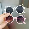 Moda fofa rosa gato ouvido crianças óculos de sol crianças copos garotas vermelhas pretas meninos redondos redondos festa ao ar livre 220705