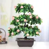 Decorative Flowers & Wreaths 43cm Large Artificial Plants Kumquat Potted Peach Tree Bonsai Plastic Fake Fruits Plant Christmas Office Room G